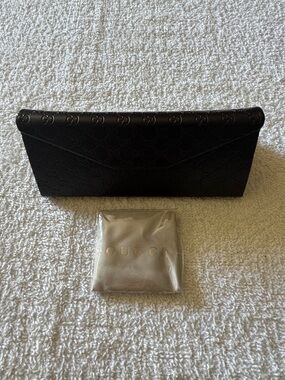 Gucci Dark Brown Embossed Leather Sunglasses Holder Case